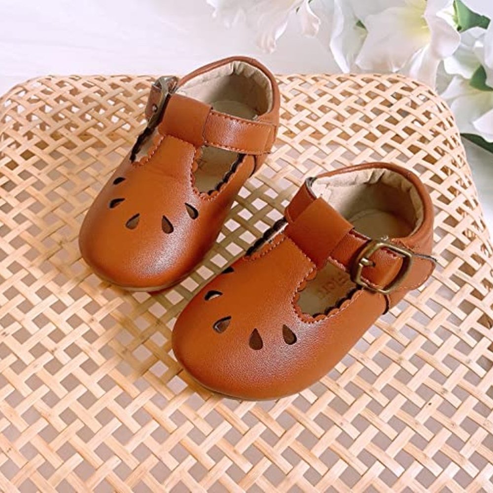 Soft Flat T-Bar Hook Loop Oxford Shoes Size 5